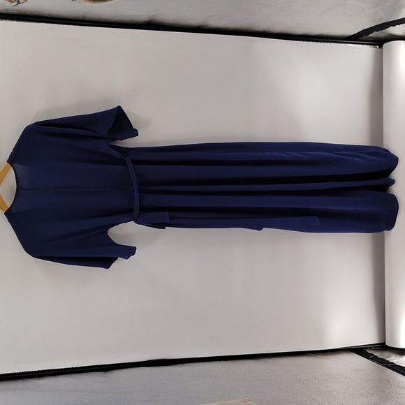 Standards and Practices Navy Blue Size Small Wrap Dress Flowy Short Sleeve - Picture 9 of 11